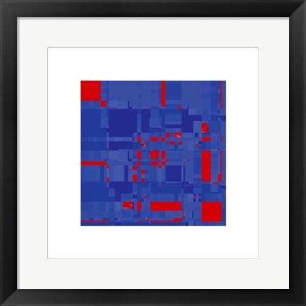 Framed Art Boogie #3 (Red on Blue) by Michael Banks | 15 3/4 x 15 3/4
