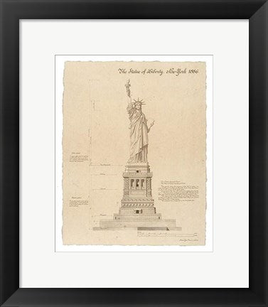 Framed Art Statue of Liberty, New York by Yves Poinsot | 13 1/2 x 10 1/2 Art P...