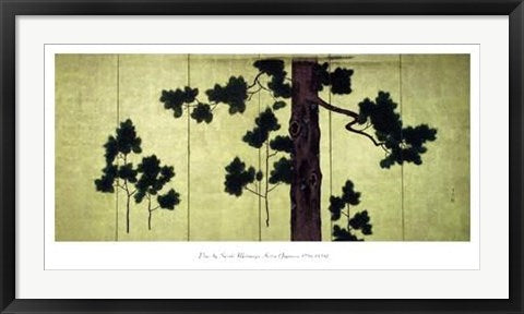 Framed Art Pines by Suzuki Motonaga Kiitsu | 18 1/2 x 35