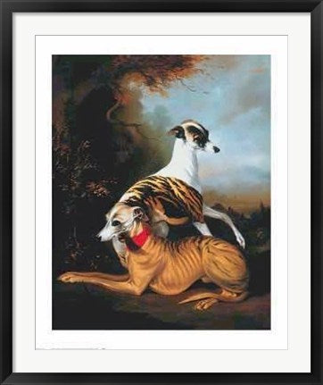 Framed Art Whippetts, 1981 by Bernard de Claviere | 32 x 26