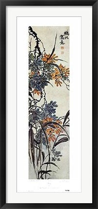 Framed Art Flowers - Orange Lilies by Chao Chih-Ch'ien | 37 1/4 x 14