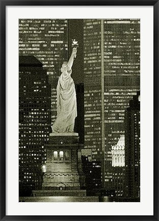 Framed Art New York, New York - Statue of Liberty & Twin Towers by Jerry Driendl