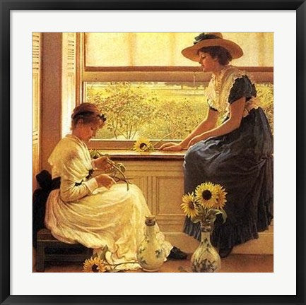 Framed Art Sun and Moon Flowers by George Dunlop Leslie | 27 x 24