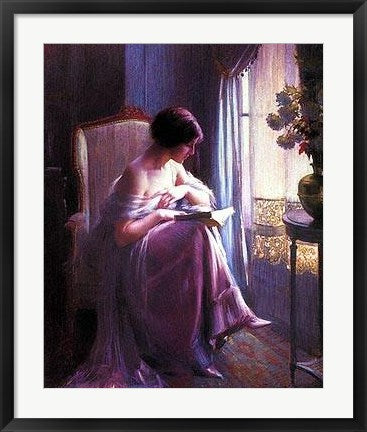Framed Art Young Woman Reading by a Window by Delphin Enjolras