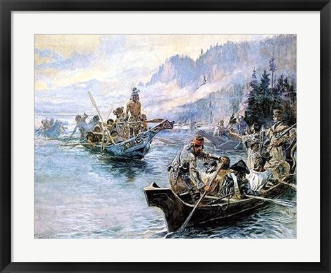 Framed Art Lewis and Clark on the Lower Columbia by Charles Marion Russell