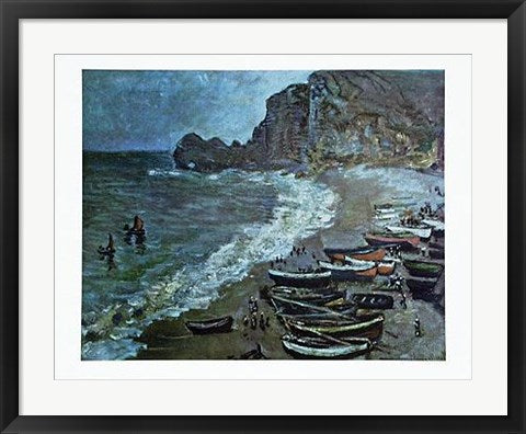 Framed Art Boats on the Beach, 1883 by Claude Monet | 22 x 28