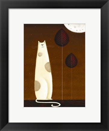 Framed Art Feline and Two Leaves by Jo Parry | 11 3/4 x 9 1/2