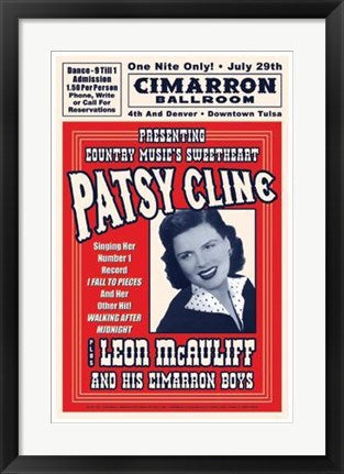 Framed Art Patsy Cline, Tulsa, Oklahoma, 1961 23 x 15