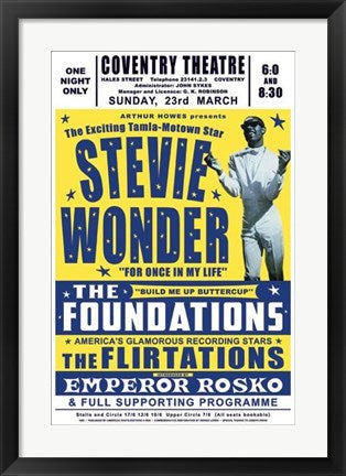 Framed Art Stevie Wonder, Coventry, England, 1969 23 x 15