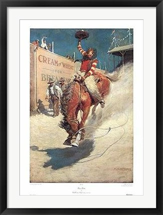 Framed Art Bronco Buster by N.C. Wyeth | 35 x 23