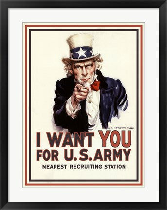 Framed Art I Want You by James Montgomery Flagg | 26 1/4 x 19 1/2