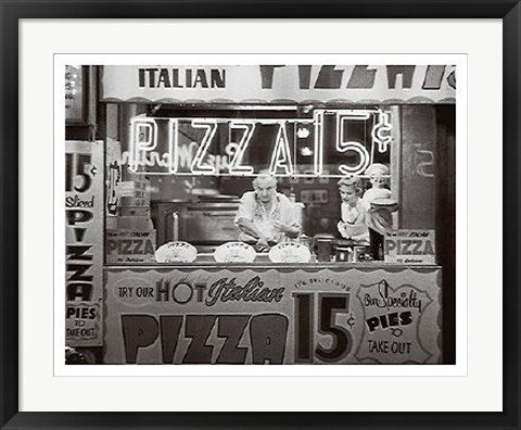 Framed Art Hot Italian Pizza, NYC, 1955 by Nat Norman | 22 x 28