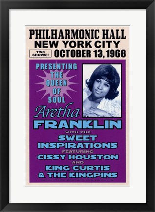 Framed Art Aretha Franklin, NYC, 1968 23 x 15
