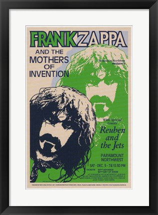 Framed Art Frank Zappa, Paramount Northwest, 1972 23 x 15