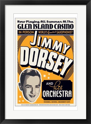 Framed Art Jimmy Dorsey: Glen Island Casino, 1936 24 x 17