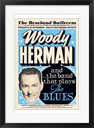 Framed Art Woody Herman: Roseland Ballroon, 1936 24 x 17