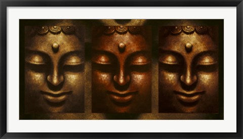 Framed Art Buddha in Three Lights by Mahayana | 19 3/4 x 39 1/2