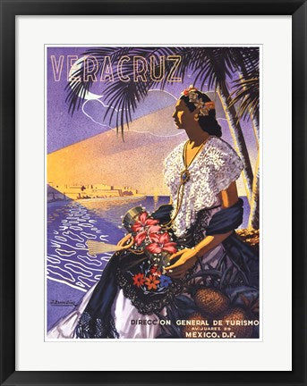 Framed Art Veracruz, Senora with Flowers 24 3/8 x 18