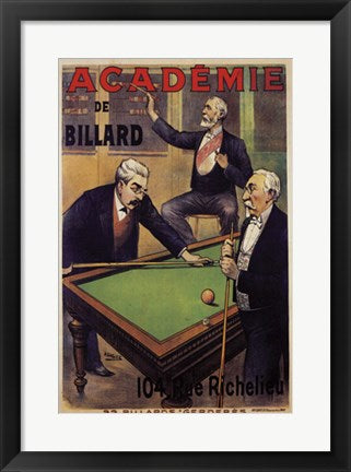 Framed Art Academie de Billard by A. Gallice | 20 1/2 x 14 1/2