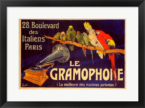 Framed Art Le Gramophone by Charles Bombled | 14 3/8 x 20 1/4