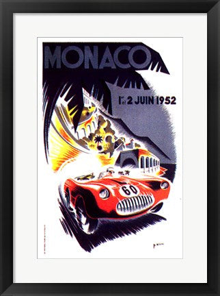 Framed Art Monaco, 1952 by B. Minne | 19 3/4 x 13 7/8