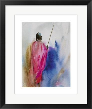 Framed Art Masai Herdsman by Frances Simpson | 19.7 x 15.7
