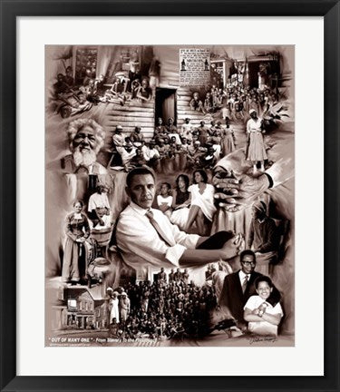 Framed Art Out of Many One: From Slavery to the Presidency by Wishum Gregory
