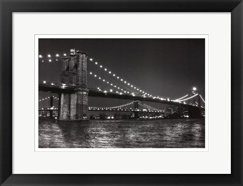 Framed Art Brooklyn Bridge and Manhattan Bridge, Night by Phil Maier
