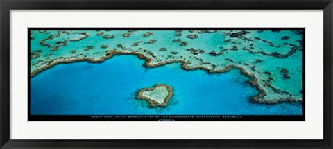 Framed Art Heart Reef, Great Barrier Reef by Grant Faint | 13 x 37