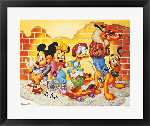Framed Art Mickey & Friends: Brick Wall by Walt Disney | 16 x 20