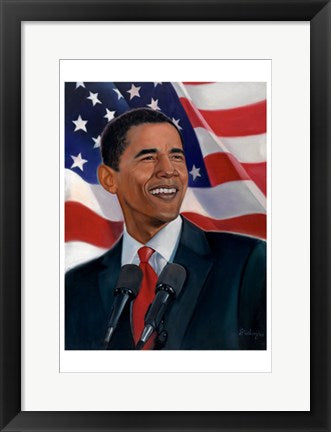 Framed Art Obama, American Flag by Sterling Brown | 19 x 13
