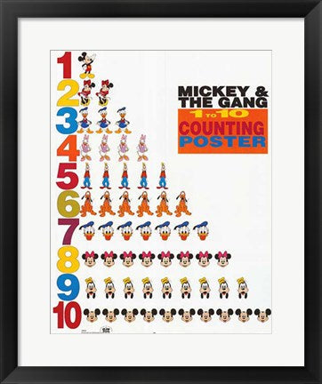 Framed Art Mickey & Friends: 1 to 10 Counting Poster by Walt Disney