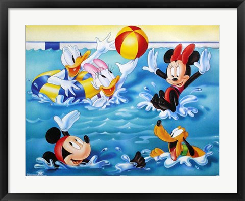 Framed Art Mickey & Friends: Pool Games by Walt Disney | 22 x 28