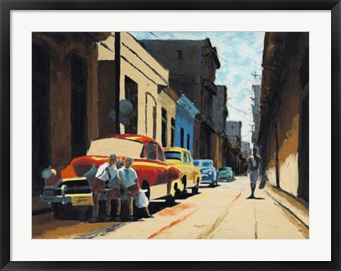 Framed Art Cuban Street Scene by Samuel Toranzo | 23 1/2 x 31 1/2