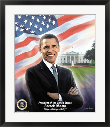 Framed Art President Barck Obama by Wishum Gregory | 24 x 20