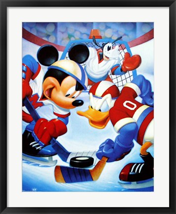 Framed Art Mickey & Friends: Ice Hockey by Walt Disney | 28 x 22