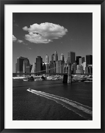 Framed Art White Cloud Over Brooklyn Bridge by Henri Silberman