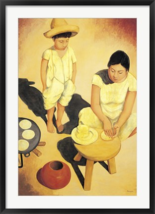 Framed Art Tortilla Woman by Frank Kessel | 36 x 24