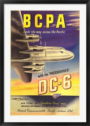 Framed Art BCPS DC-6 Airliner 36 x 24