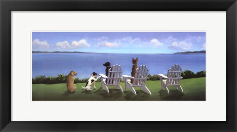 Framed Art Pups with a View by Carol Saxe | 8 1/2 x 20 1/2