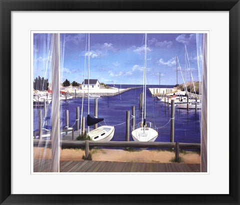 Framed Art Window on Deon Harbor by Carol Saxe | 17 x 21