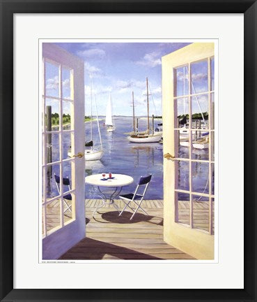Framed Art Table on the Harbor by Carol Saxe | 21 x 17
