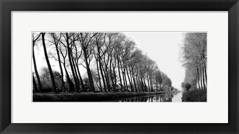 Framed Art Reflections on the Bruges Canal 8 x 20