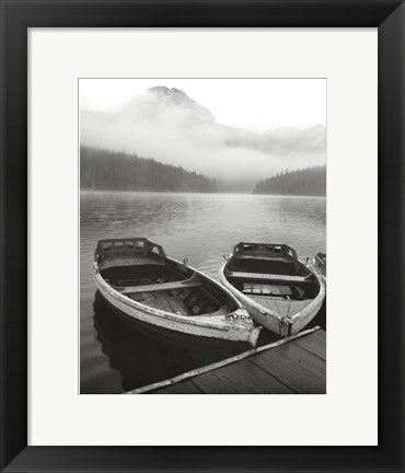 Framed Art Two Rowboats at Pier 14 1/2 x 11 1/2