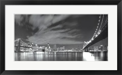 Framed Art Brooklyn and Manhattan Bridge at Night II 12 1/2 x 24 1/2...