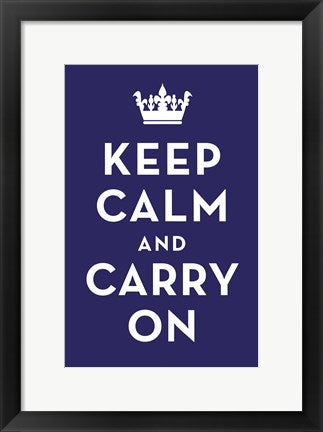 Framed Art Keep Calm and Carry On (Dark Blue) 17 x 11