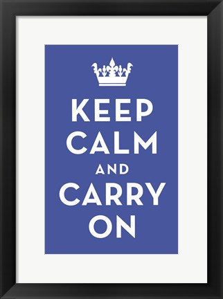Framed Art Keep Calm and Carry On (Light Blue) 17 x 11