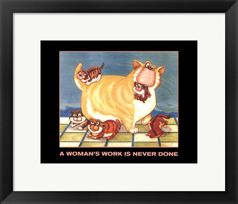 Framed Art A Woman's Work in Never Done by Kourosh | 14 x 11
