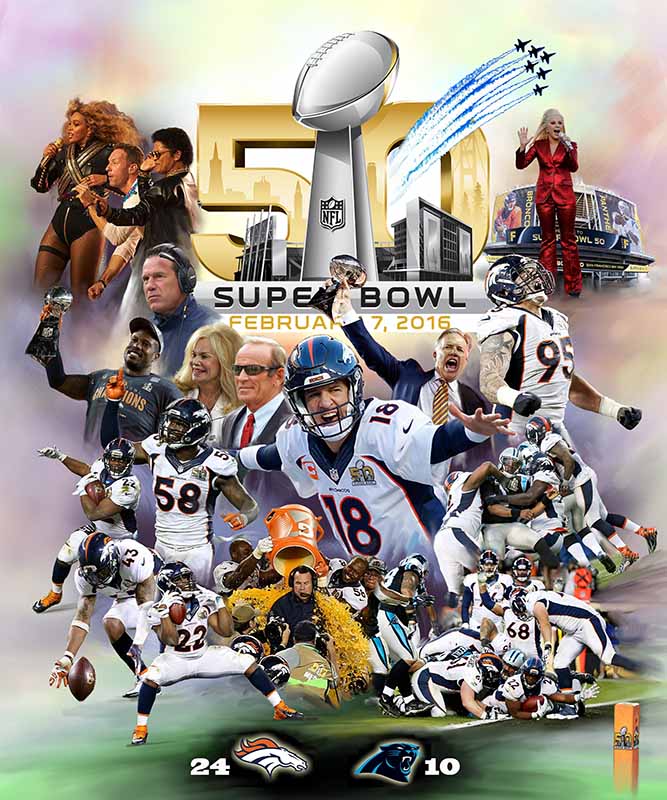 Gregory- Super Bowl 50 the Denver Broncos 24 x 20 inches Wall Art Print