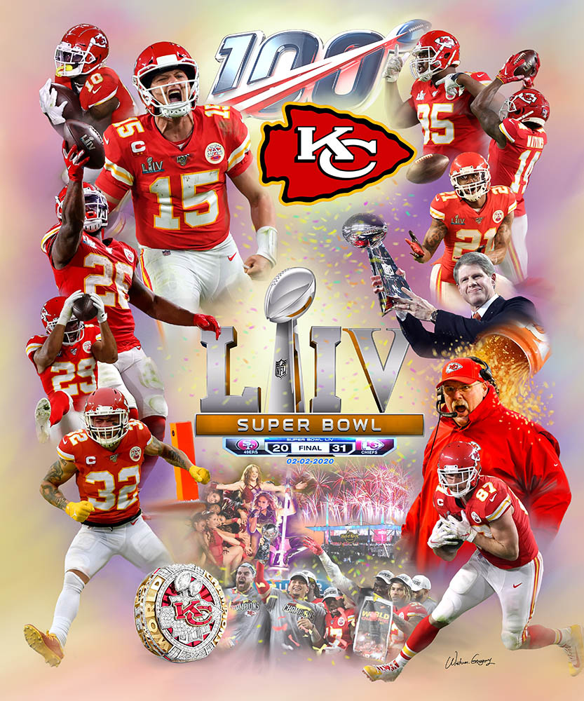 Kansas City Chiefs Super Bowl LIV: 24x20 Official Team Fine Art
